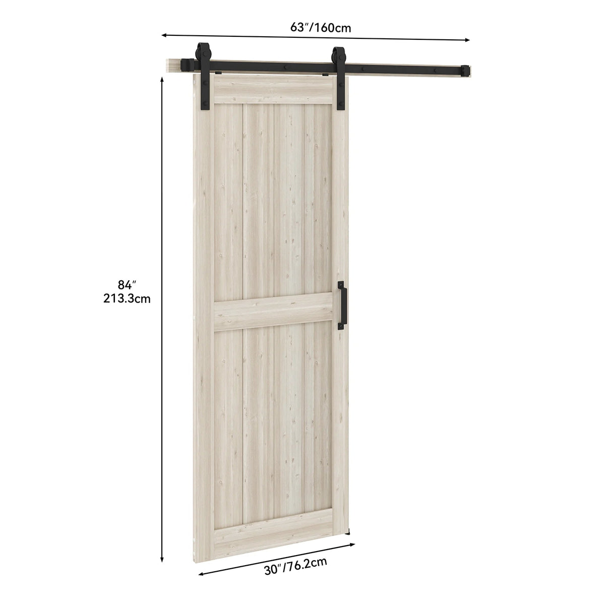 Uforic Sliding Barn Door With Hardware Kit, 48 x 84 in, Gray