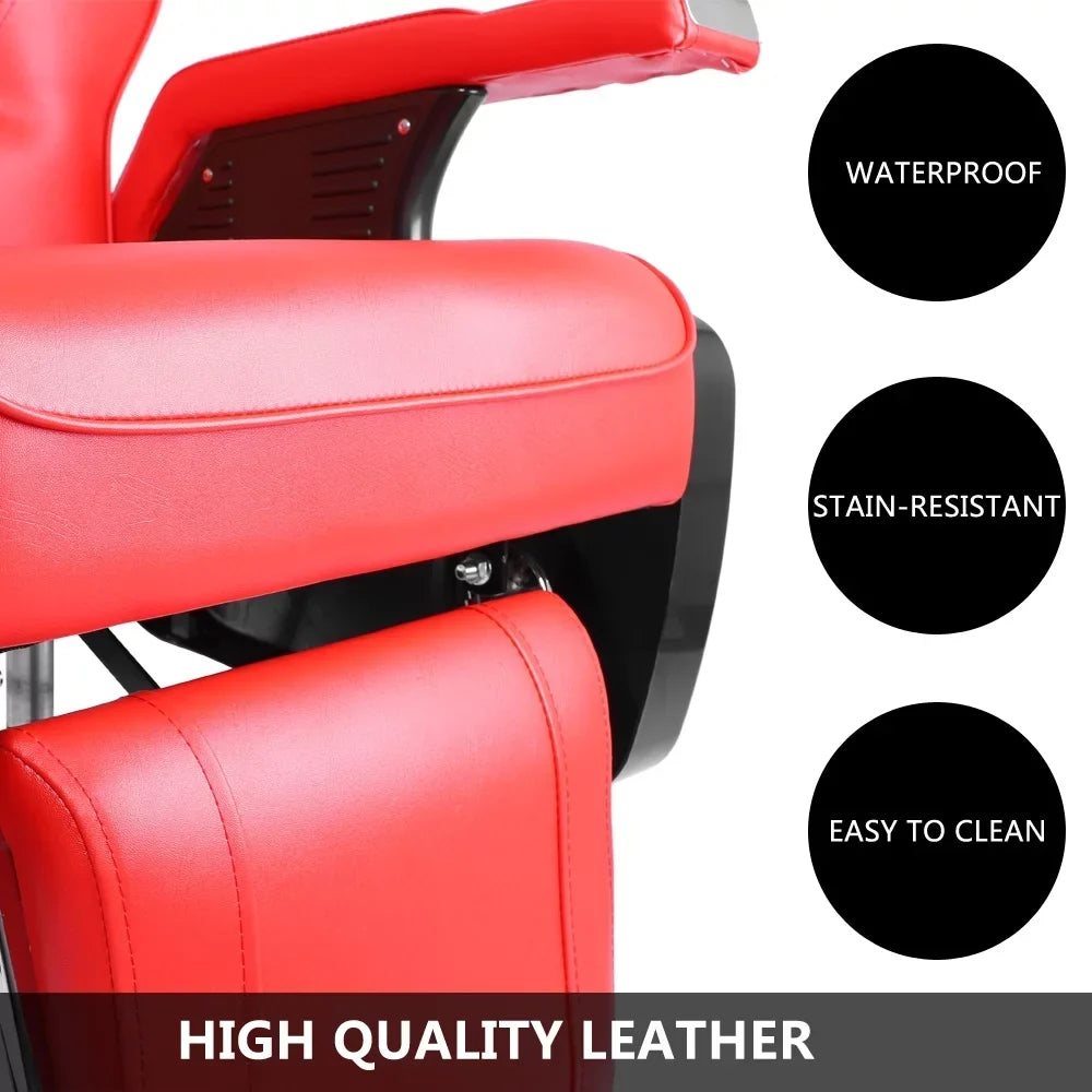 OmySalon Reclining Hydraulic Barber Chair, Black, 38.2 x 27.6 x 39.4 in