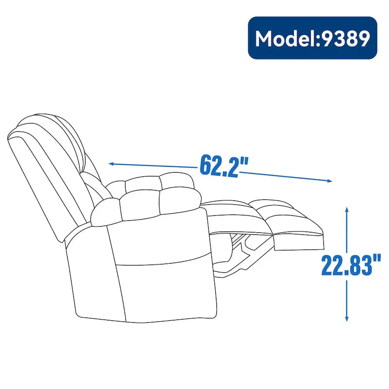 Lazy Boy Oversized Fabric Swivel Rocking Manual Recliner Chair, 37.8L*38.2W*41H, 155 Degrees