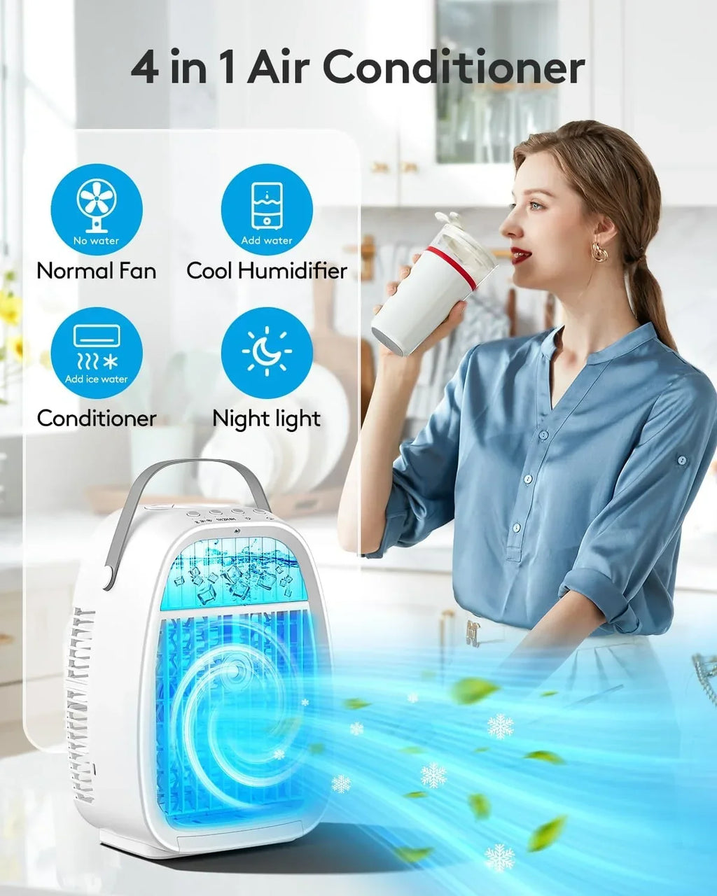 JYew Portable Evaporative Air Cooler Fan With 1000 ML Water Tank