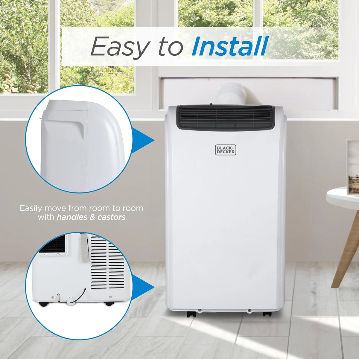 BLACK+DECKER Portable Air Conditioner 10,000 BTU for Rooms up to 450 Sq. Ft., White