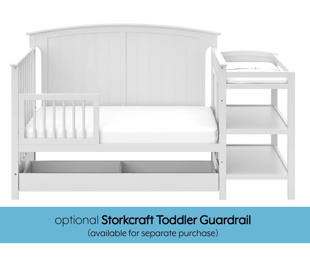 Storkcraft 5-in-1 Convertible Baby Crib & Changer, White - Steveston
