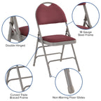 Flash Furniture HERCULES Series Triple-Braced Burgundy Fabric Metal Folding Chair