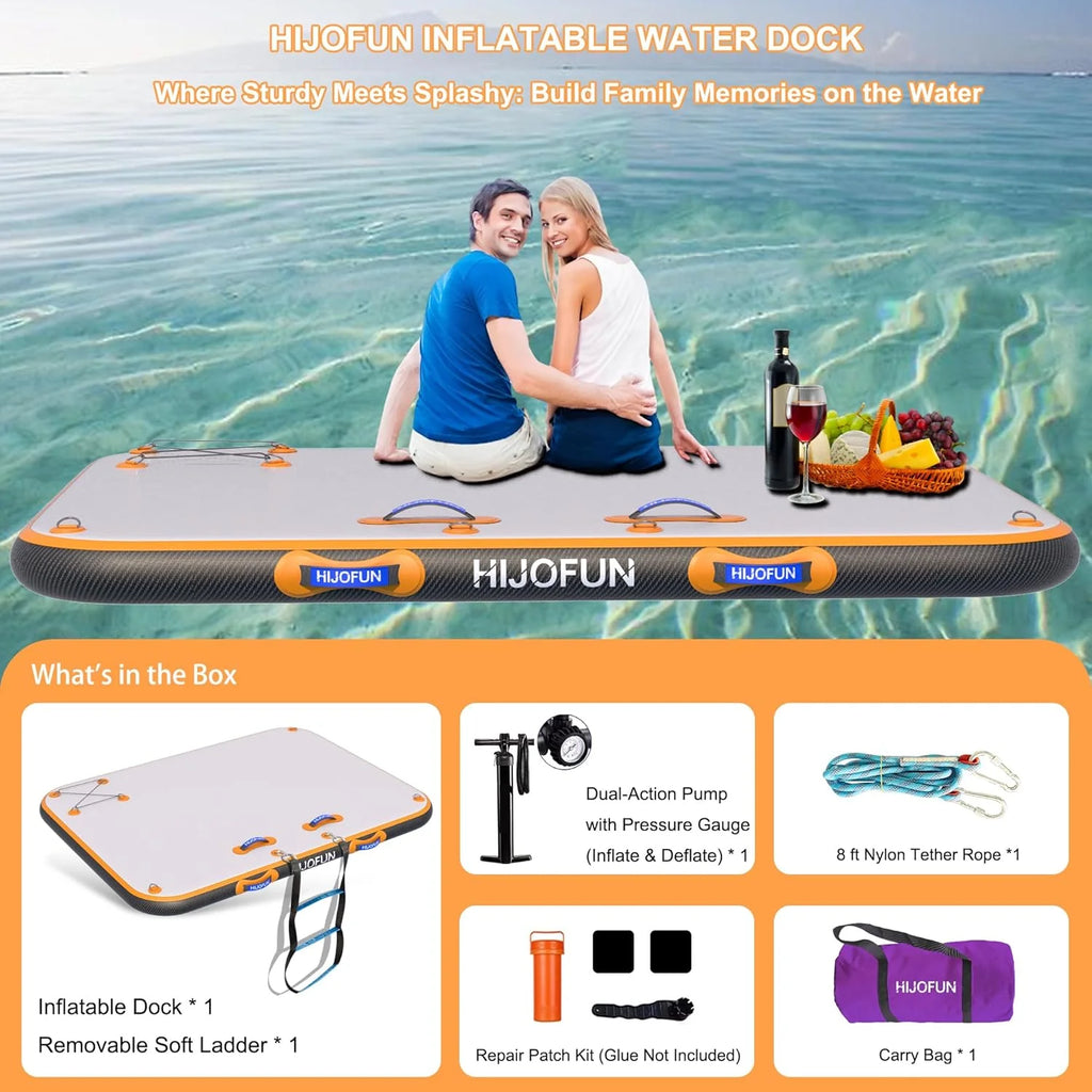 Inflatable Floating Dock Platform 8ft x 6ft x 6in PVC EVA Deck