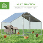 PawHut Walk-In Chicken Coop Run With Waterproof Anti-UV Cover - 9.8' x 6.6' x 6.4', 1.26 in Tube Diameter