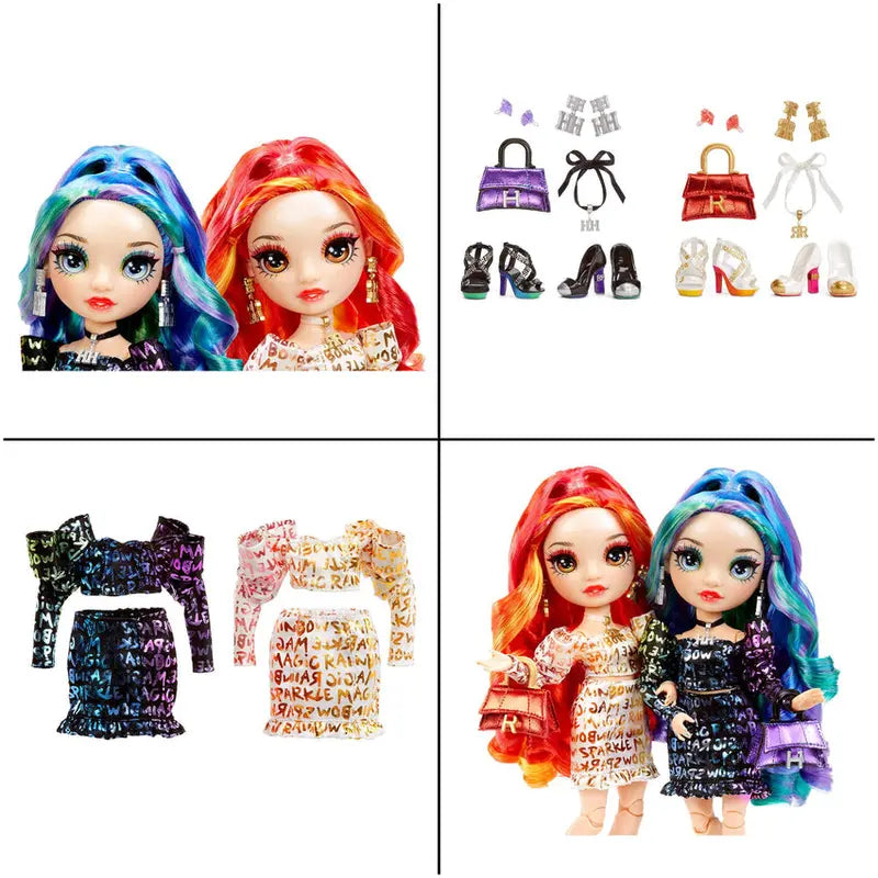 Rainbow High Twin Fashion Dolls, Laurel & Holly De'Vious, 2-Pack - Special Edition