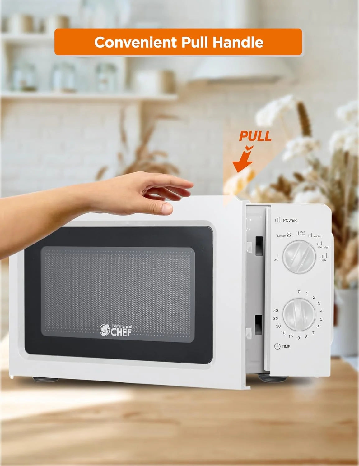 CHEF Countertop Microwave, 0.6 Cubic Foot, 600W, Black