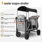 Cochildor 4 Seater All-Terrain Wagon Stroller, 300 lb Capacity, Light Grey - ST4N