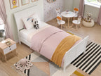 AFI Valencia Twin Wood Low Profile Sleigh Platform Bed With Matching Footboard, White