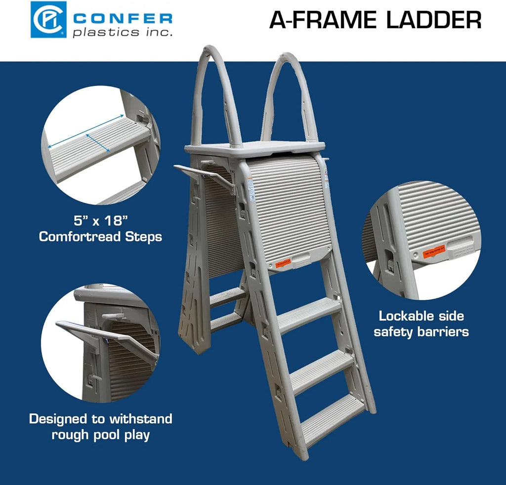 Confer Plastics Above Ground Pool Roll-Guard Safety Ladder, Adjustable - 7200