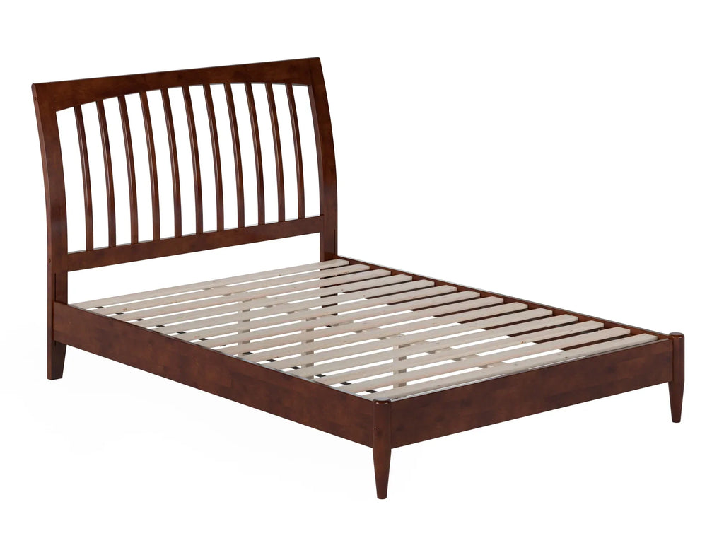 AFI Full Solid Wood Low Profile Sleigh Platform Bed, Walnut - Orleans