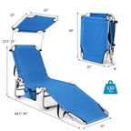 Folding Lounge Chair with Canopy, Storage Pocket, and 5 Adjustable Positions