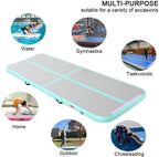 FBSPORT Inflatable Gymnastics Tumbling Mat 20 ft x 3ft x 4 in Green