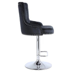 Alexent 2-Piece Swivel Bar Stools, Dark Blue, 43.7-51.6 H, 19.3 W x 18.1 D - Silver Footrest