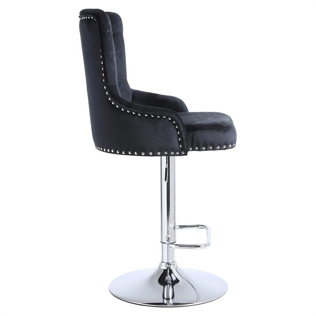 Alexent 2-Piece Swivel Bar Stools, Dark Blue, 43.7-51.6 H, 19.3 W x 18.1 D - Silver Footrest