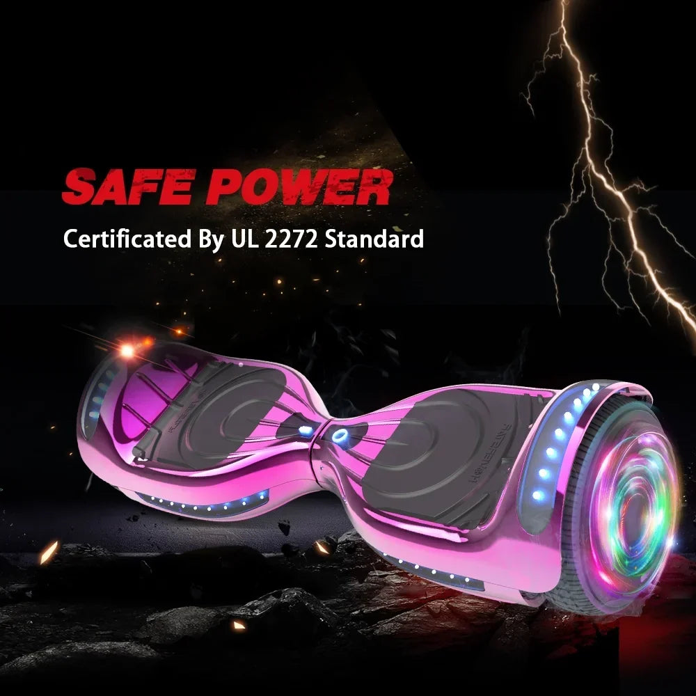 Hoverstar Hoverboard 6.5 In Bluetooth Speaker LED Light Chrome Pink - Flash Wheel