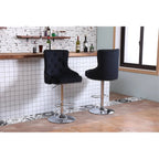 Alexent 2-Piece Swivel Bar Stools, Dark Blue, 43.7-51.6 H, 19.3 W x 18.1 D - Silver Footrest