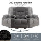 Oversized Massage Recliner Chair With Heat, 150 Degree Recline, 30 Degree Rocking, Dual USB Ports And 2 Cup Holders - Grey