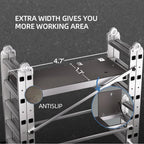 Aluminum Folding Scaffolding Ladder With Wheels, 60in W x 116in H, 8 Steps, 330 lbs - APJC-PSL168