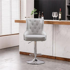 Alexent 2-Piece Swivel Bar Stools, Dark Blue, 43.7-51.6 H, 19.3 W x 18.1 D - Silver Footrest