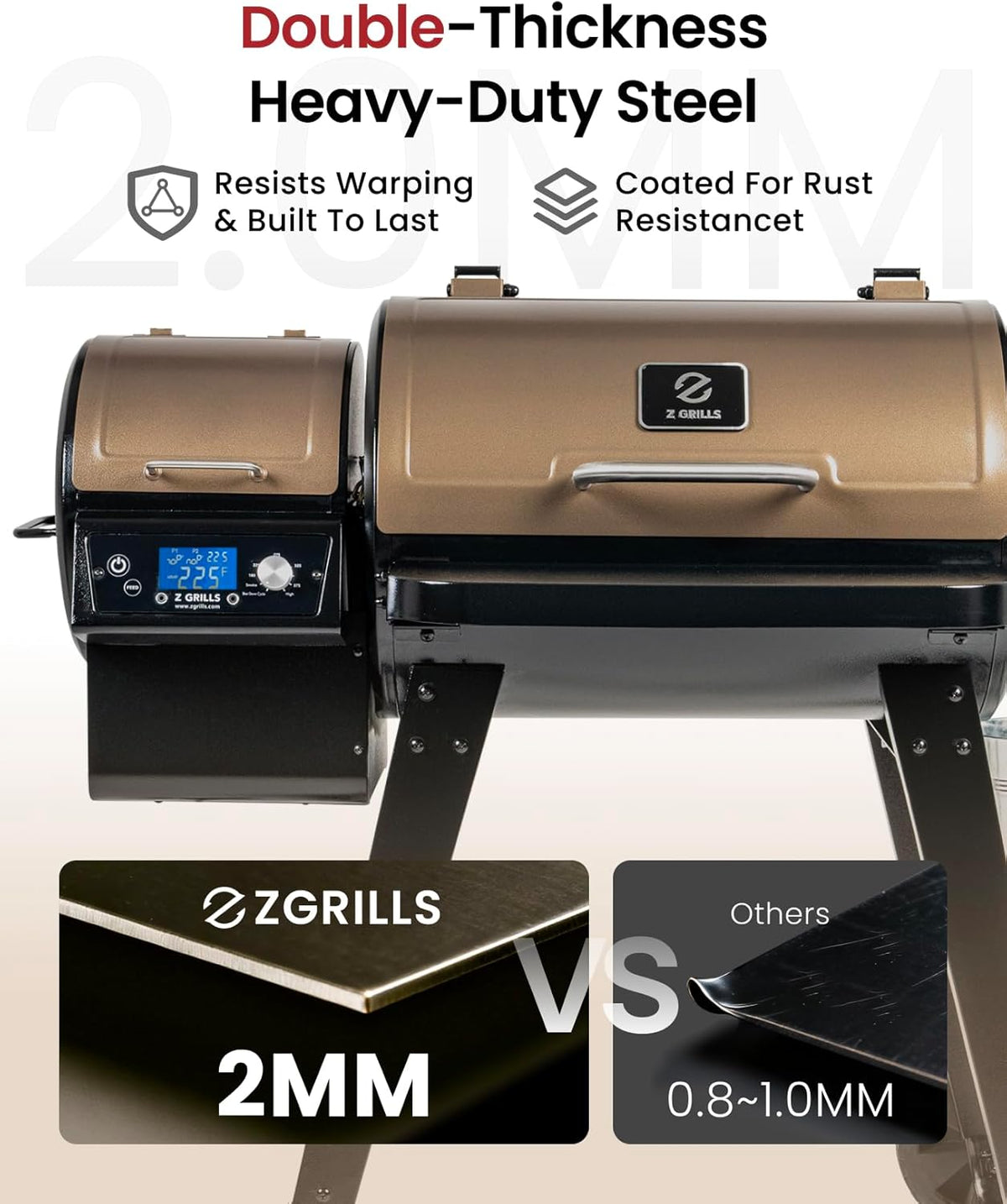 Z GRILLS Wood Pellet Grill & Smoker, Bronze, 459 Sq In, 8-in-1 - ZPG-450A2
