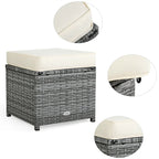 7-Piece Rattan Patio Dining Set With 3 Corner Chairs, 3 Ottomans And Table