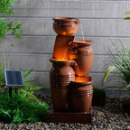 Teamson Home 28.74 in Solar 4-Tier Cascading Bowl Water Fountain With LED Lights - Navy
