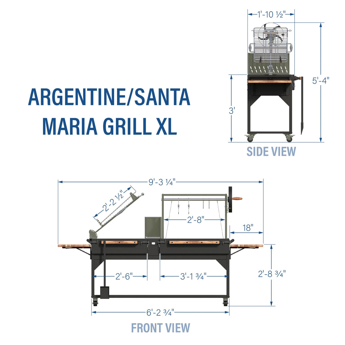 Backyard Discovery Argentine Santa Maria XL Wood Fire & Charcoal Steel Grill, 723 Square Inch - Asado Clamp