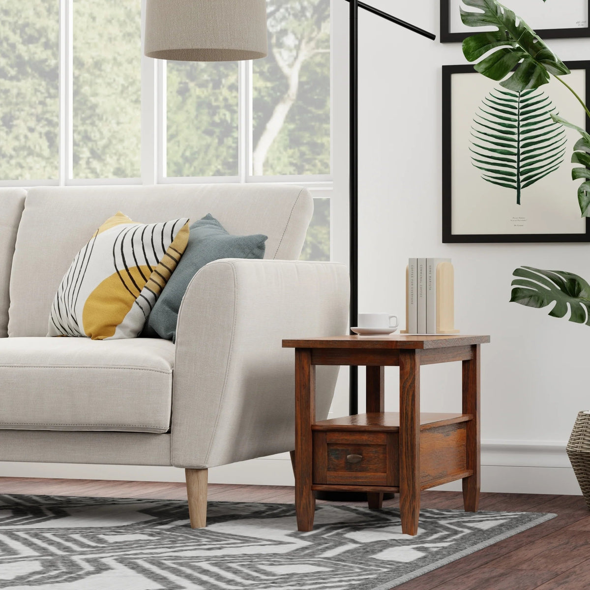 Solid Wood Narrow Side Table, 14 in Wide, 24 in D x 14 in W x 20 in H