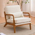 Linen Accent Lounge Chair With Solid Wood Frame, 25.6in D x 34.6in W x 36.6in H