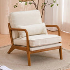 Linen Accent Lounge Chair With Solid Wood Frame, 25.6in D x 34.6in W x 36.6in H