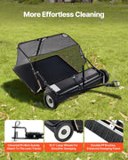 VEVOR Tow-Behind Lawn Sweeper, 52 in, 26 cu.ft.