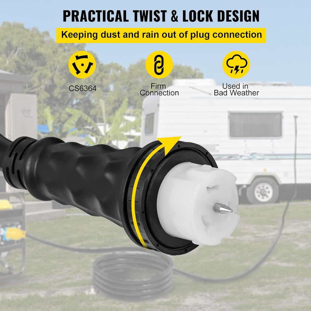 VEVOR Generator Extension Cord 50 ft 50 Amp STW 125V 250V 12500W N14-50P SS2-50R CS6364 - 45446 + 45505