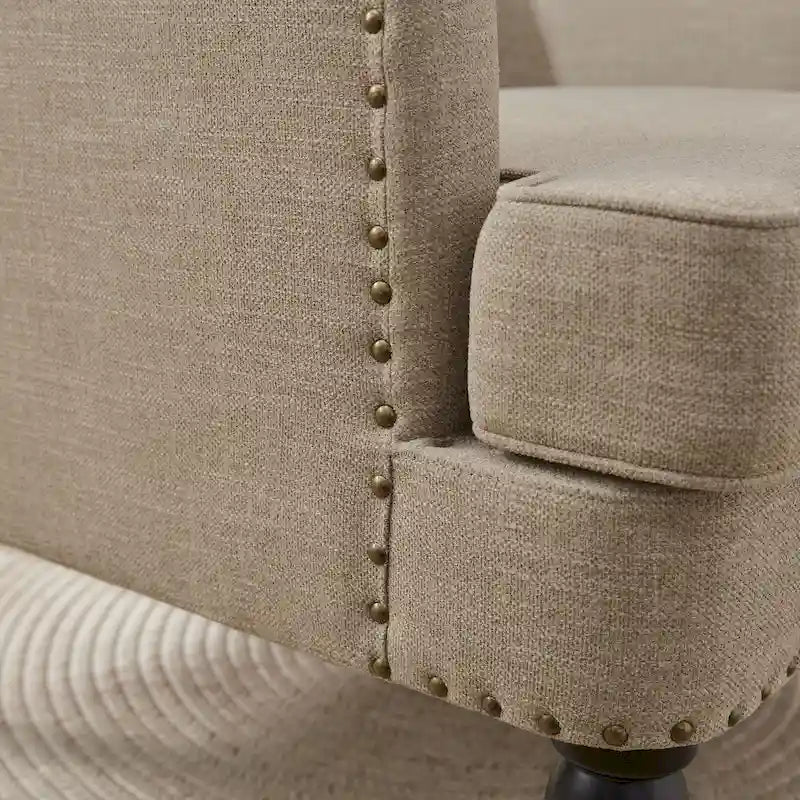 Set Of 2 Upholstered Button-Tufted Accent Chairs With Lumbar Pillows - 30 x 29 x 35 inches