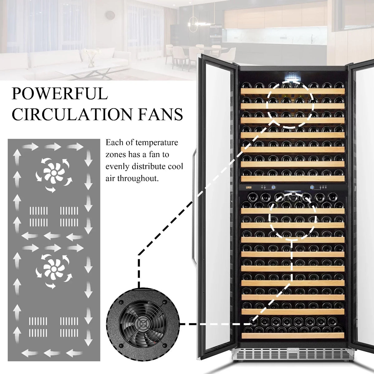 Lanbo 32 Inch 287 Bottle Dual Zone Compressor Freestanding Wine Refrigerator - LW328DD