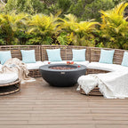 Elementi Outdoor Lunar Fire Bowl 42 Inches Grey Glass Reinforced Concrete Natural Gas Fire Pit Table