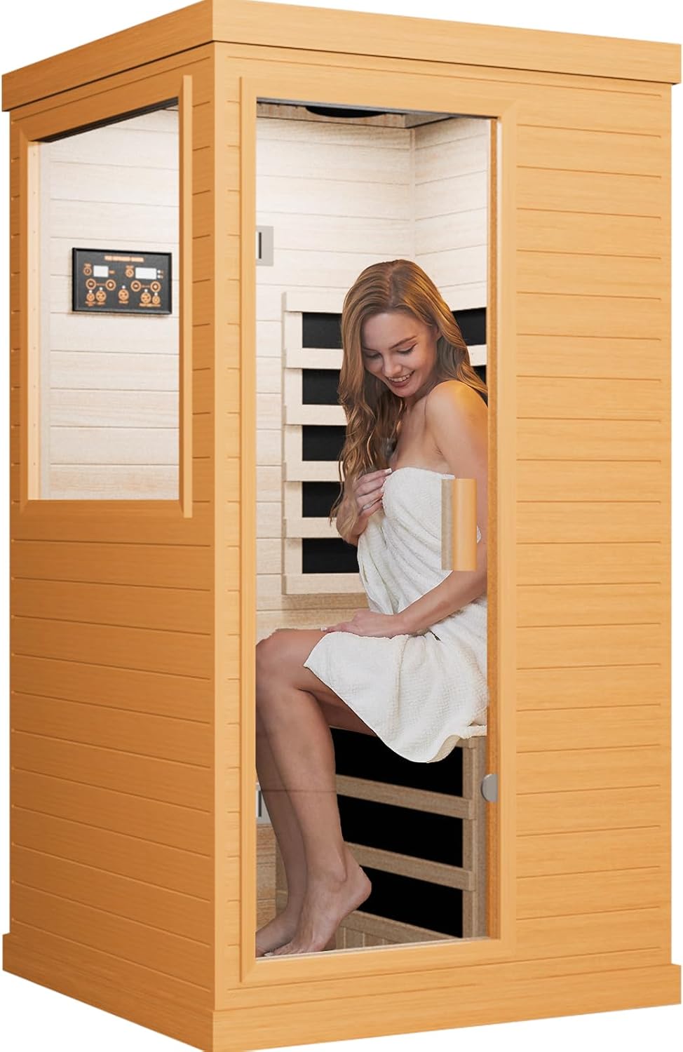 Far Infrared Home Sauna Spa Room, Canadian Hemlock Wood, 1200W, 110V, 35.2 x 27.6 x 61.6 Inch
