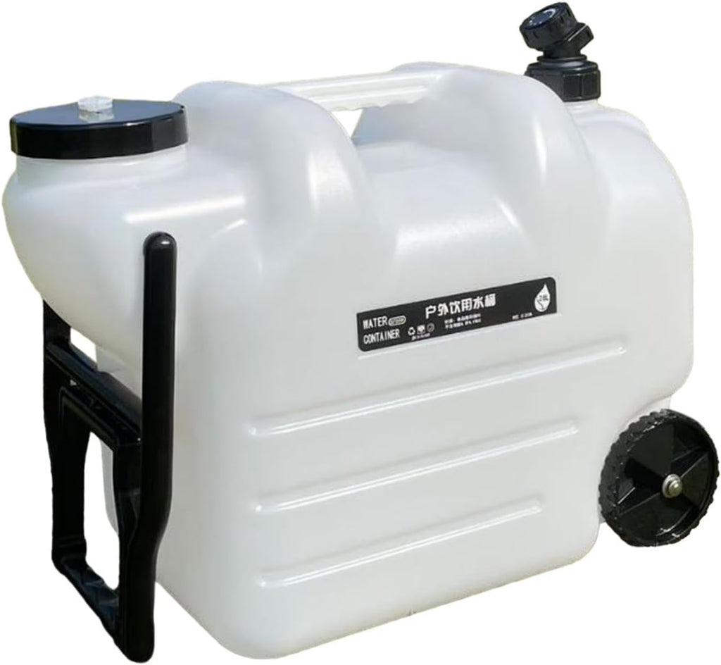 Wheeled Water Storage Container With Handle And Faucet, 28L PE, 49cmx27cmx39.9cm