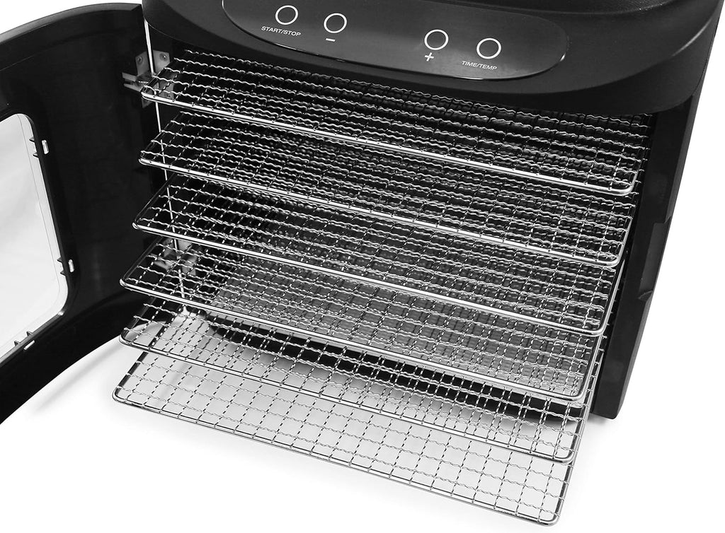 Stainless Steel Programmable Adjustable Temperature Food Dehydrator - 6 Mesh Racks