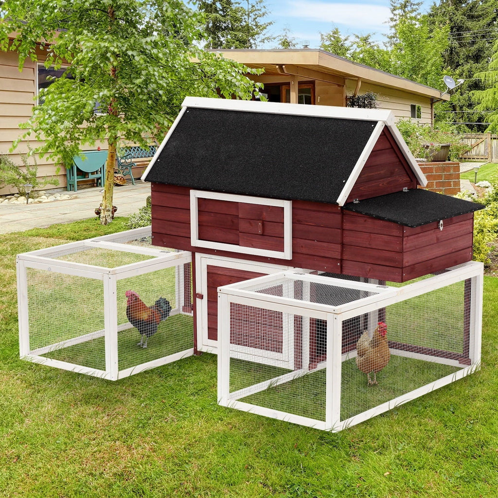 Pawhut Wooden Backyard Chicken Coop With Nesting Box And Run, 114in