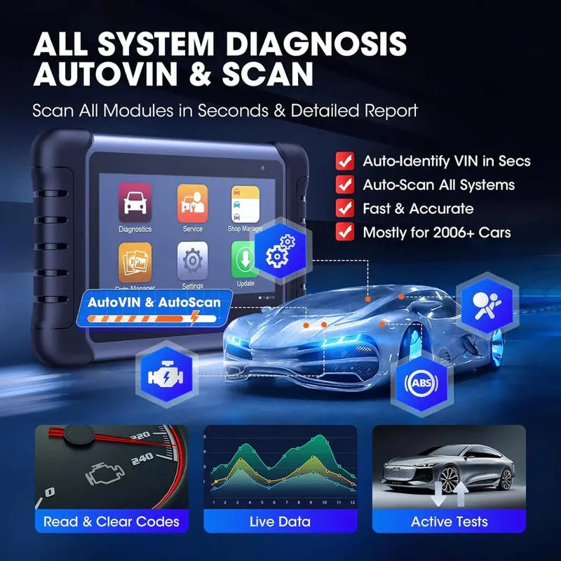 Autel MaxiCOM Automotive Diagnostic Scanner With 7-inch LCD Touchscreen - MK808S