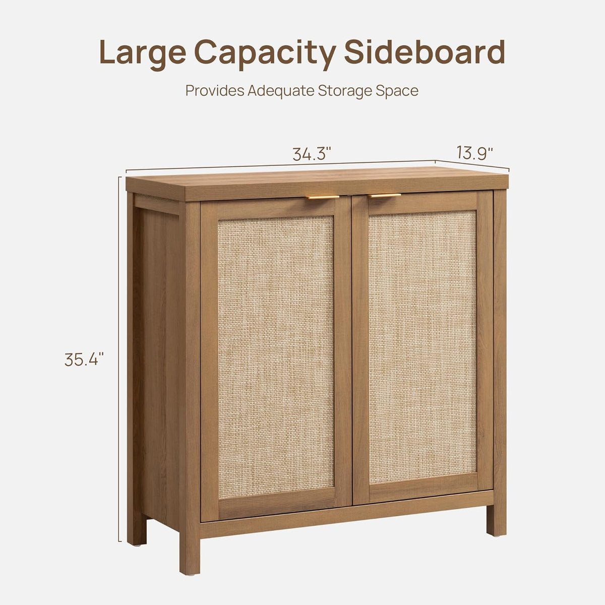 SICOTAS Sideboard Buffet Cabinet, 13.9in D x 68.6in W x 35.4in H, Oak, 2 Pcs