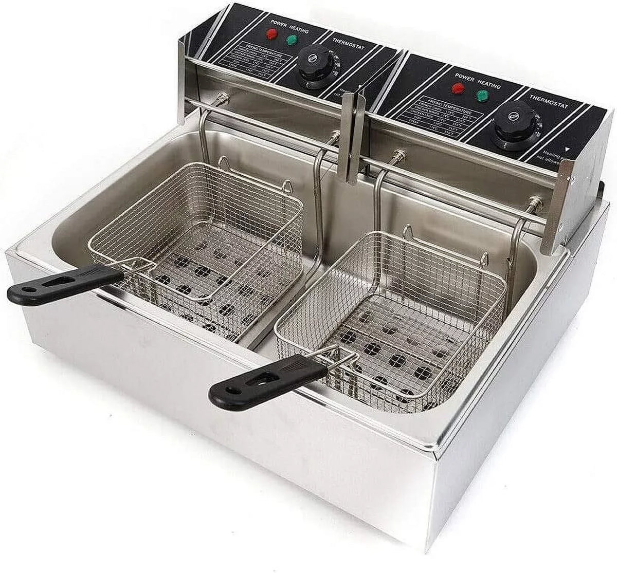 Miumaeov Stainless Steel Countertop Deep Fryer With Frying Baskets And Lid, 12.7QT/12L Capacity