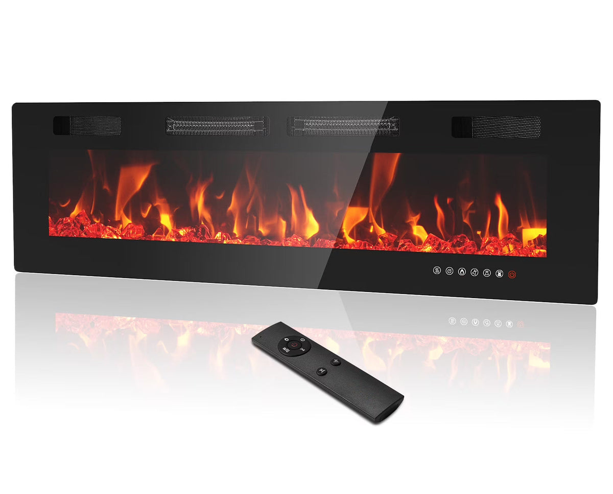 Dovov Wall Mounted Electric Fireplace Heater, 50 inch, Black, 750/1500W