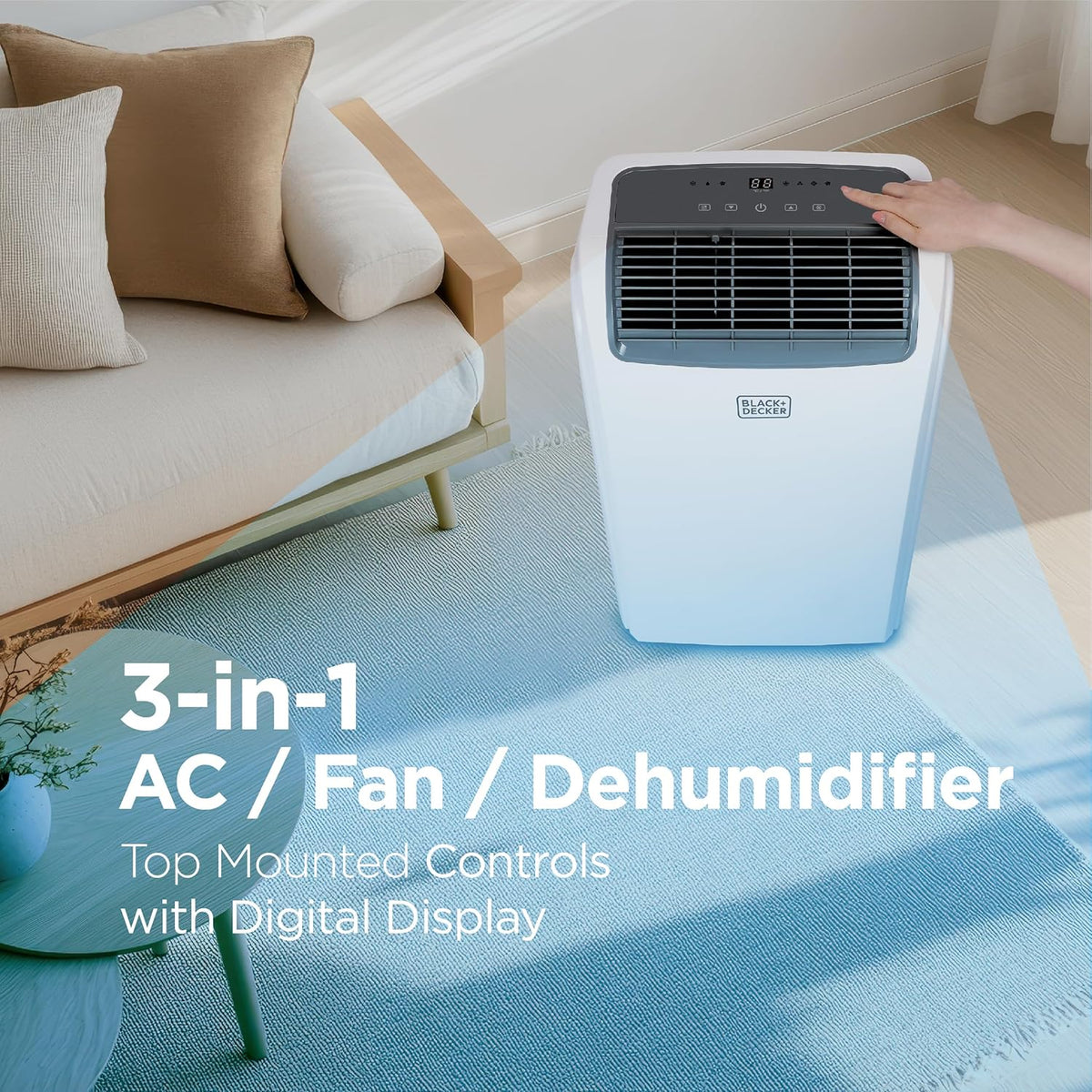 BLACK+DECKER Portable Air Conditioner 10,000 BTU for Rooms up to 450 Sq. Ft., White
