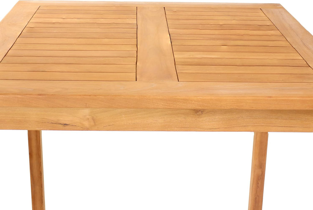 Sunnydaze Solid Teak Wood Square Patio Bar Table, 31.5in W x 31.5in D x 43.5in H