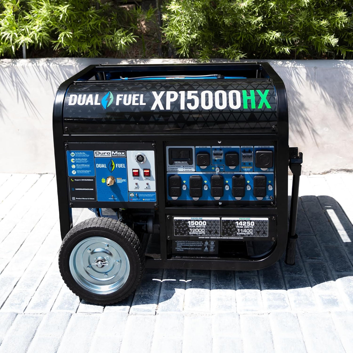 DuroMax Dual Fuel Portable Generator, 15 000-Watt, Gasoline and Propane, Remote Electric Start - XP15000HX
