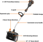 WORX Nitro 40V 12in Cordless Snow Shovel With 2 x 4.0 Ah Batteries And Charger - WG460
