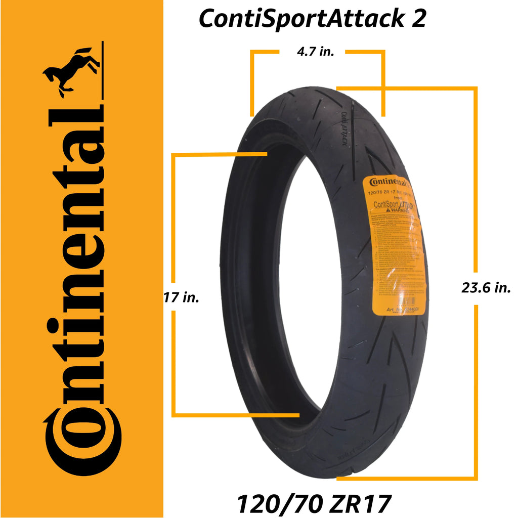 Continental ContiSportAttack 2 Sport Motorcycle Tires 120/70ZR17 Front & 180/55ZR17 Rear