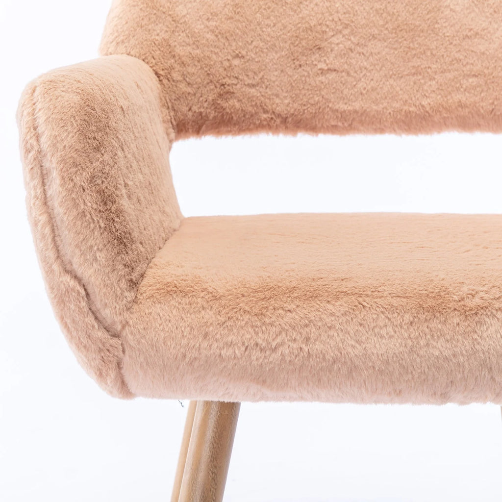 HengMing Faux Fur Mid Century Dining Side Chairs With Painted Steel Legs